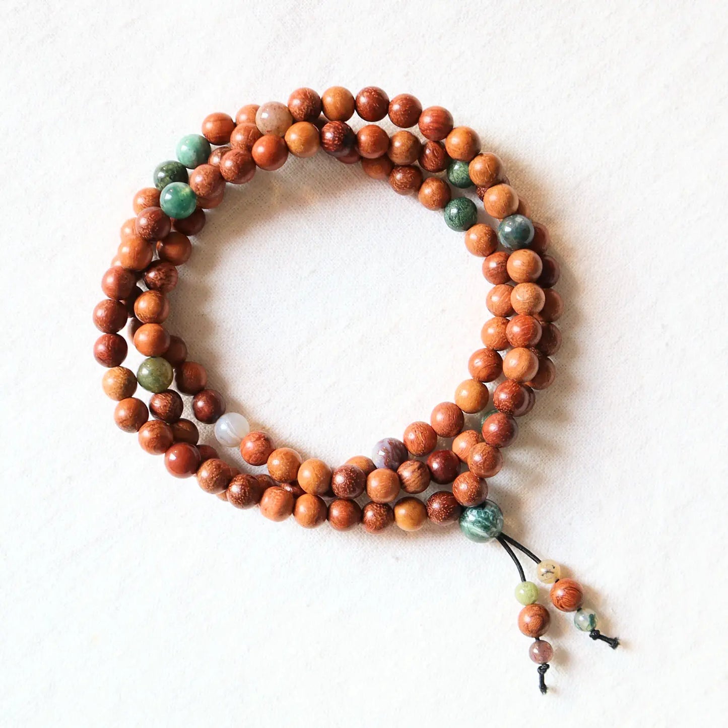 Bracelet Mala Bois de santal et Agate indienne