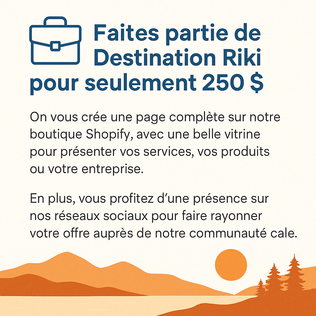Landing page sur Destination Riki