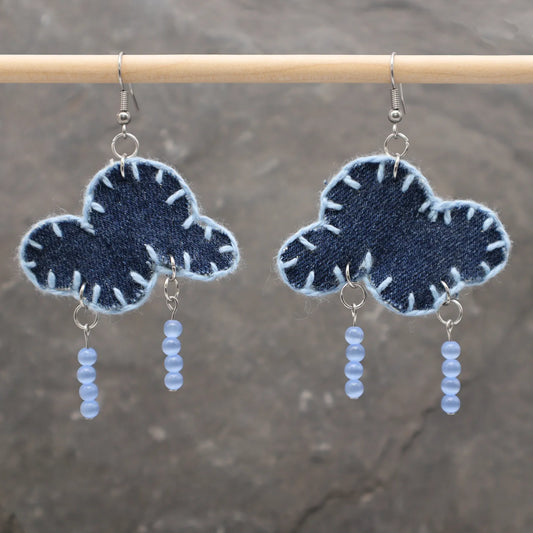 Boucles d'oreille Oeil de chat bleu, Nuage