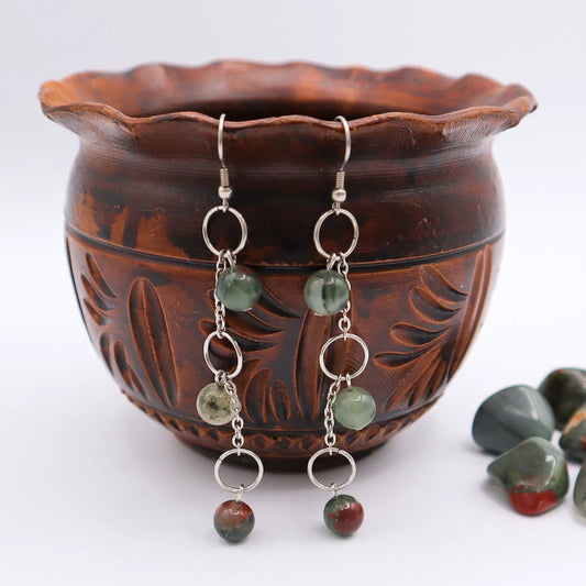 Boucles d'oreille Pierre de sang africaine